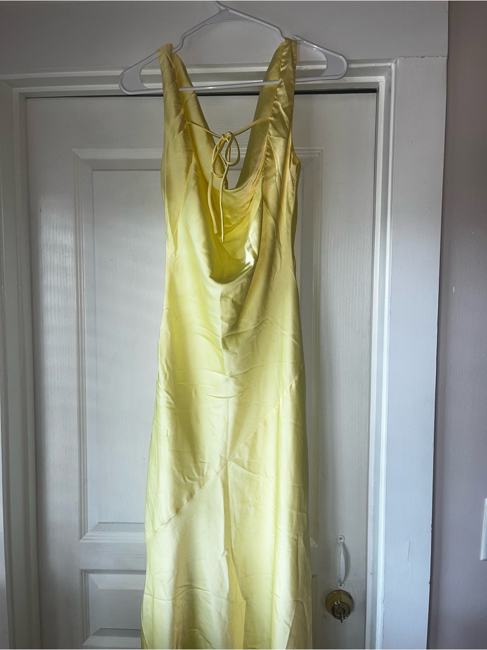 Peppermayo Pale Yellow Asymmetrical Open Back Dress - Picture 4 of 4